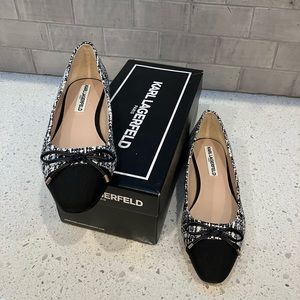 Karl Lagerfeld Paris Black/White/Gold Flats